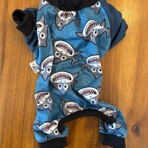 Shark Print Dog Onesie - Blue